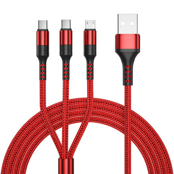 3 в 1 Кабел за бързо зареждане тип C USB микро кабел за Samsung Huawei Xiaomi POCO Аксесоари за мобилни телефони Зарядно устройство USB кабели