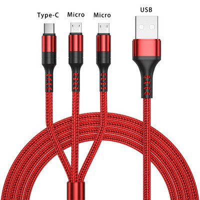 3 u 1 Kabel za brzo punjenje tipa C USB mikro kabel za Samsung Huawei Xiaomi POCO Dodaci za mobitele Punjač USB kabeli