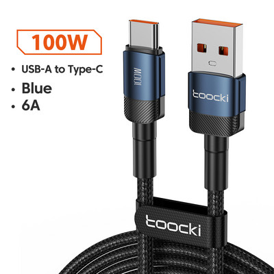 Toocki 100W Καλώδιο USB C Super Fast Charge 1M 2M 3M Καλώδιο φόρτισης τύπου C Για Huawei Honor Samsung Xiaomi USBC Data Charging Cabo