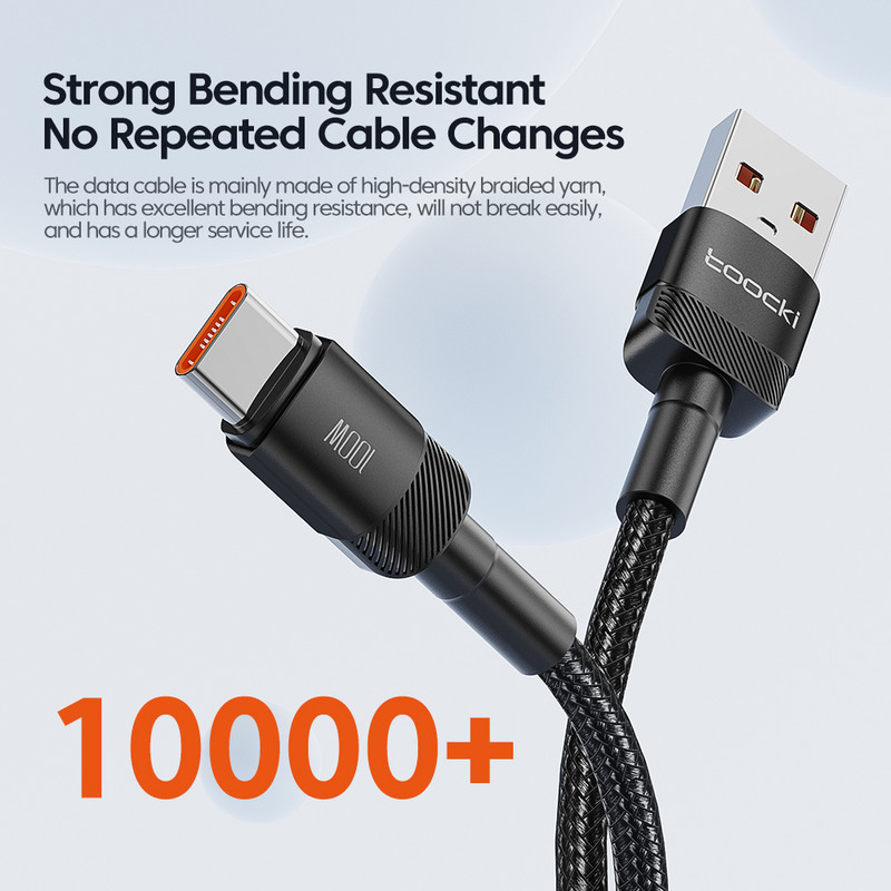 Toocki 100W Καλώδιο USB C Super Fast Charge 1M 2M 3M Καλώδιο φόρτισης τύπου C Για Huawei Honor Samsung Xiaomi USBC Data Charging Cabo