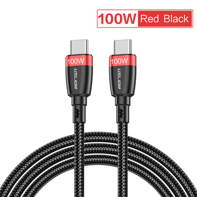 USLION 5A 100W USB tip C la USB C cablu PD cablu de date de încărcare rapidă pentru Samsung Xiaomi Macbook iPad QC4.0 Cablu de încărcare rapidă