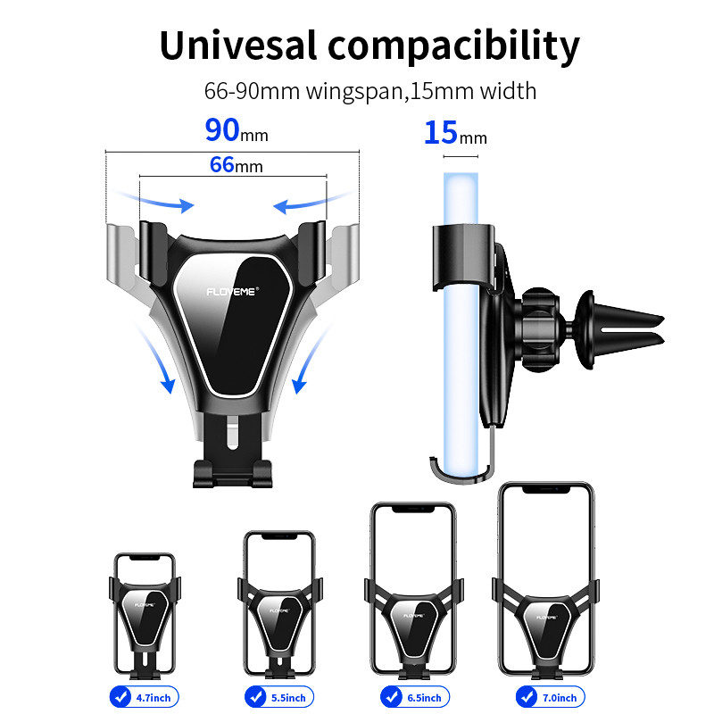FLOVEME Gravity Držač za auto, držač za ventilacijski otvor, držač za mobilni telefon, držač za auto, držač za mobitel, podrška za pametni telefon Voiture