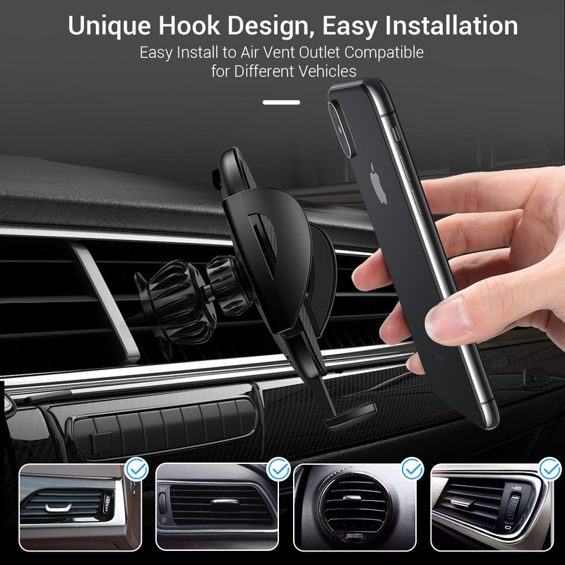 Držiak na telefón do auta FLOVEME pre iPhone 12 11, držiak do vetracieho otvoru do auta, držiak GPS, stojan, otočný o 360°, držiak na mobil pre Xiaomi Samsung