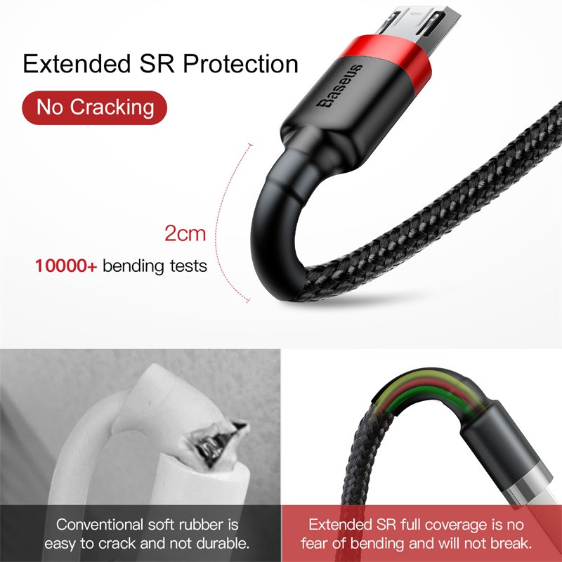 Baseus Micro USB kábel pre rýchle nabíjanie pre Xiaomi Redmi obojstranný 0,5M 1M 2M 3M Micro USB nabíjací dátový kábel pre telefóny Samsung