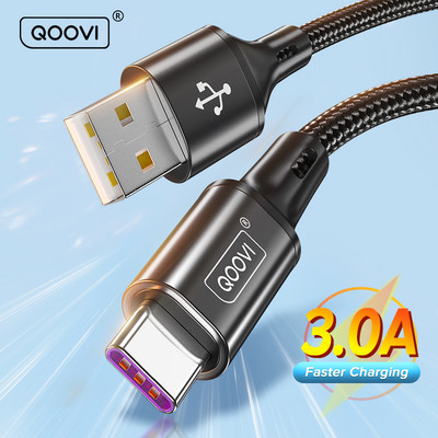 QOOVI 3A USB Type C kaabel Kiirlaadimiskaabel Xiaomi Mi11 Samsung S21 A71 Huawei kiirlaadimisjuhe iPhone 13 12 Pro jaoks