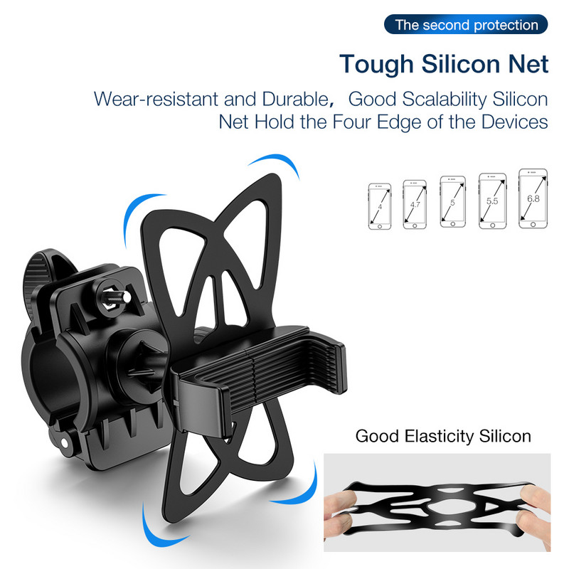 FLOVEME θήκη τηλεφώνου ποδηλάτου 360 μοιρών Γενική βάση τηλεφώνου για τιμόνι ποδηλάτου μοτοσικλέτας Υποστήριξη κινητού smartphone