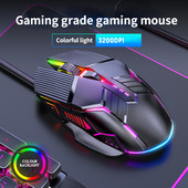 Mouse ergonomic pentru jocuri cu fir 3200 DPI Mouse USB pentru computer Mouse pentru jocuri RGB Mause Mouse pentru jocuri 6 butoane LED Mouse silențios pentru PC Laptop