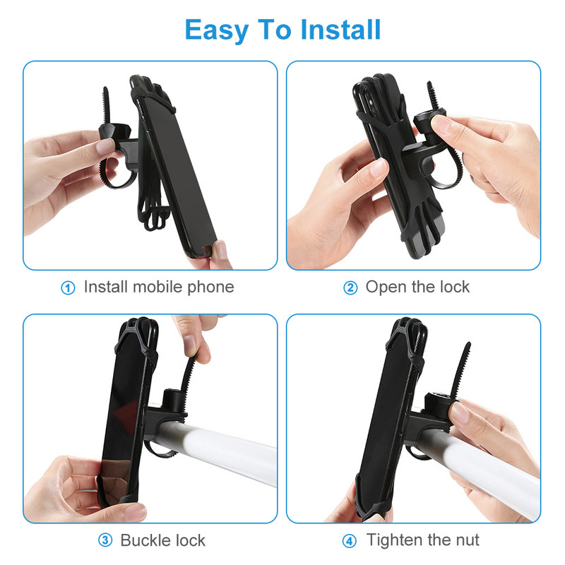 FLOVEME Silikonski držač za telefon za bicikl Univerzalni držač za mobitel, GPS nosač za upravljač bicikla za iPhone Samsung Xiaomi