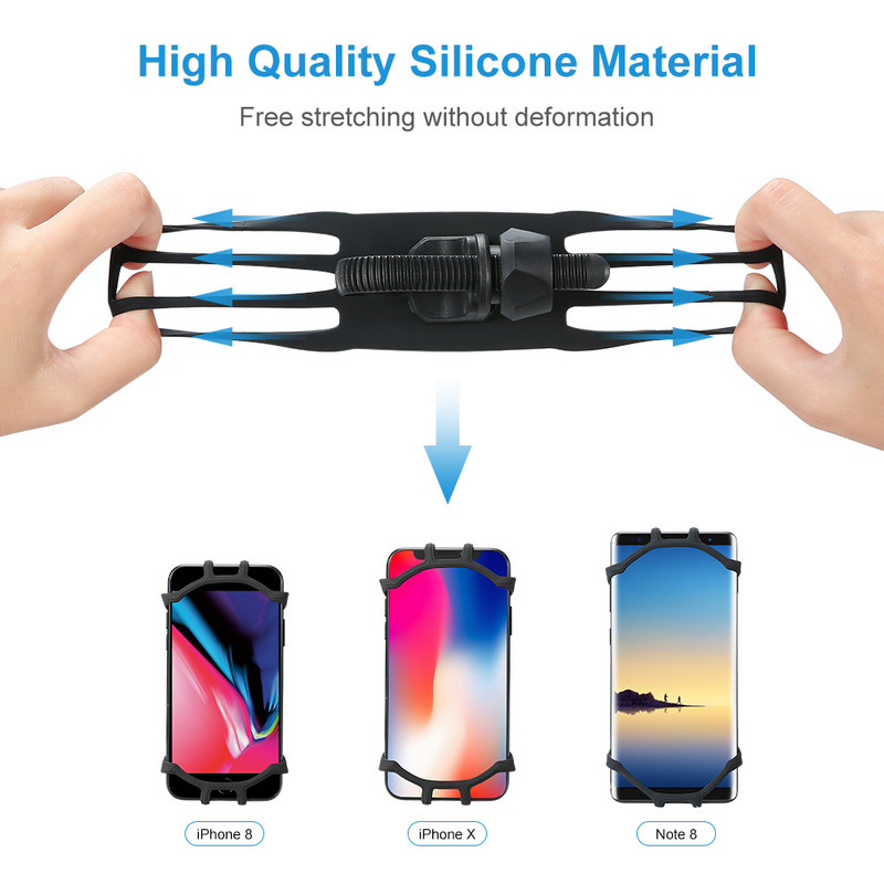 FLOVEME Silikonski držač za telefon za bicikl Univerzalni držač za mobitel, GPS nosač za upravljač bicikla za iPhone Samsung Xiaomi