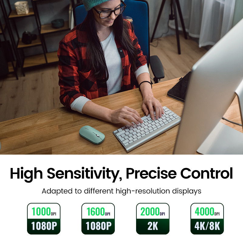 UGREEN miš 4000 DPI bežični miš 40db tihi klik za MacBook Pro M1 M2 iPad tablet računalo prijenosno računalo 2.4G bežični miš