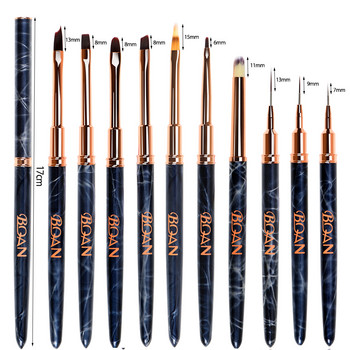 BQAN Мраморна четка за нокти Четка за гел за маникюр Акрилен UV гел Extension Pen Nail Polish Painting Brush Liner Nail Brush
