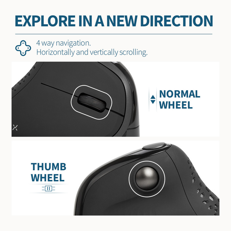 Delux M618XSD Seeker ergonomiskā vertikālā pele ar OLED ekrānu 4000DPI uzlādējamu 1000mA noņemamu aizmugurējo vāciņu datoram