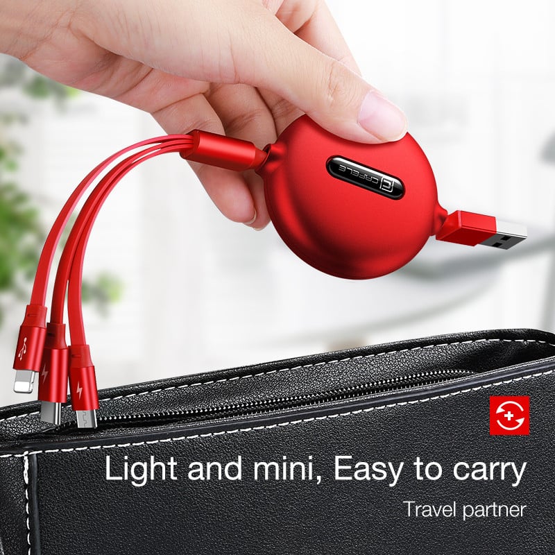 3 az 1-ben visszahúzható USB-kábel gyorstöltő 3A 2 az 1-ben adatkábel vezeték vezeték Type-C Micro iOS-hez, Samsung iPhone-hoz Huawei Xiaomi