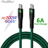 RUZSJ Cablu USB C la USB tip C 100W USBC PD Cablu de încărcare rapidă USB-C 6A Cablu tip c pentru Xiaomi POCO X3 M3 Samsung Macbook iPad