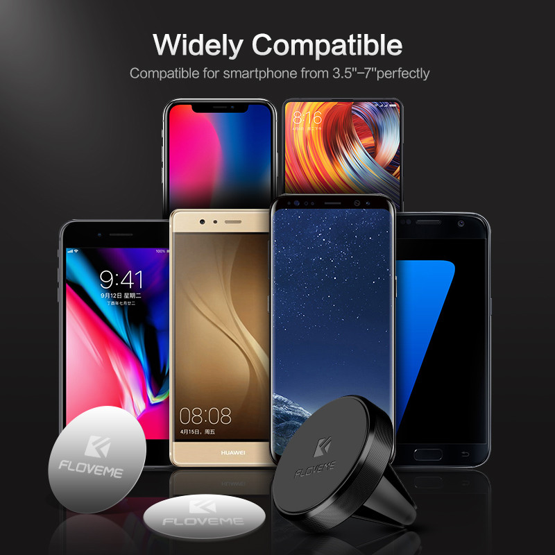 FLOVEME Suport magnetic pentru telefon auto, rotație de 360 de metri, ventilație de aerisire, suport GPS pentru Xiaomi mi8, Samsung Galaxy S9, suport pentru telefon în mașină