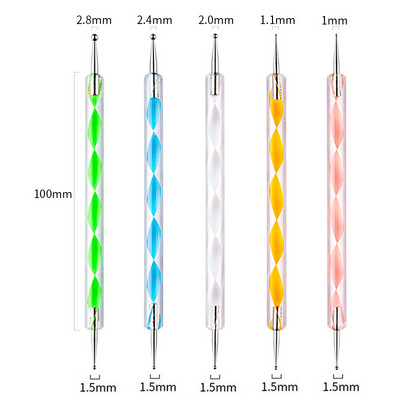 5 db Nails Art pöttyös toll akril rajz bélés kellékek ecset strassz drágakövek válogató UV gél festés manikűr kiegészítők eszközök