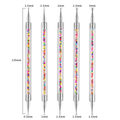 5 db Nails Art pöttyös toll akril rajz bélés kellékek ecset strassz drágakövek válogató UV gél festés manikűr kiegészítők eszközök