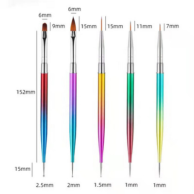 5 db Nails Art pöttyös toll akril rajz bélés kellékek ecset strassz drágakövek válogató UV gél festés manikűr kiegészítők eszközök