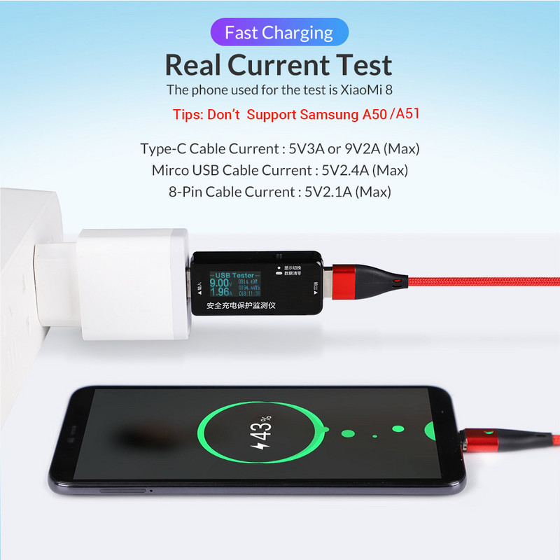 TOPK AM61 1M 3A mágneses kábel Gyorstöltő C típusú kábel iPhone töltőhöz Adattöltő Micro USB kábel Gyorstöltő kábel