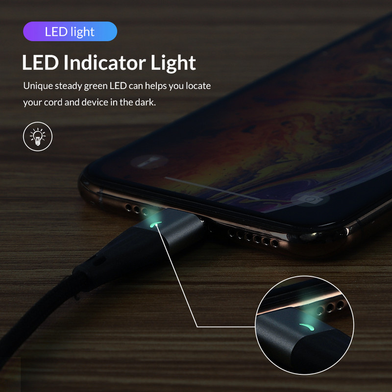 TOPK AM61 1M 3A mágneses kábel Gyorstöltő C típusú kábel iPhone töltőhöz Adattöltő Micro USB kábel Gyorstöltő kábel