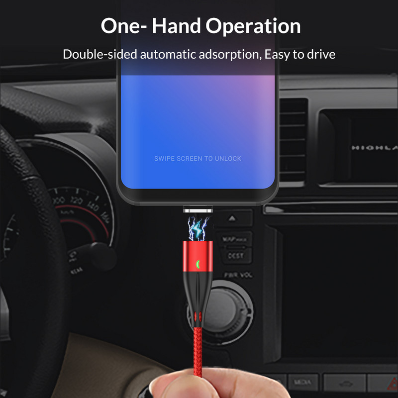 TOPK AM61 1M 3A mágneses kábel Gyorstöltő C típusú kábel iPhone töltőhöz Adattöltő Micro USB kábel Gyorstöltő kábel