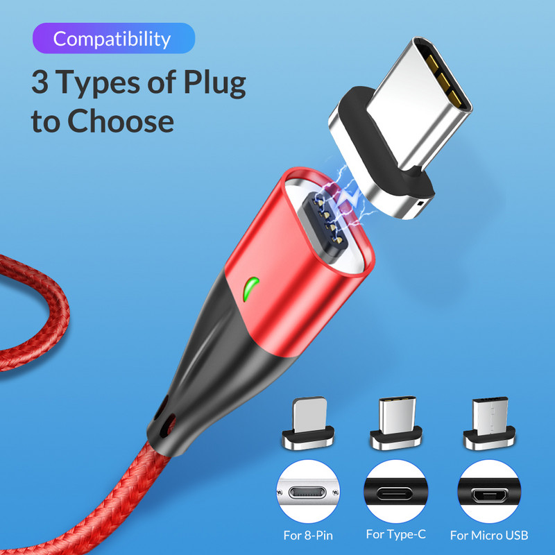 TOPK AM61 1M 3A mágneses kábel Gyorstöltő C típusú kábel iPhone töltőhöz Adattöltő Micro USB kábel Gyorstöltő kábel
