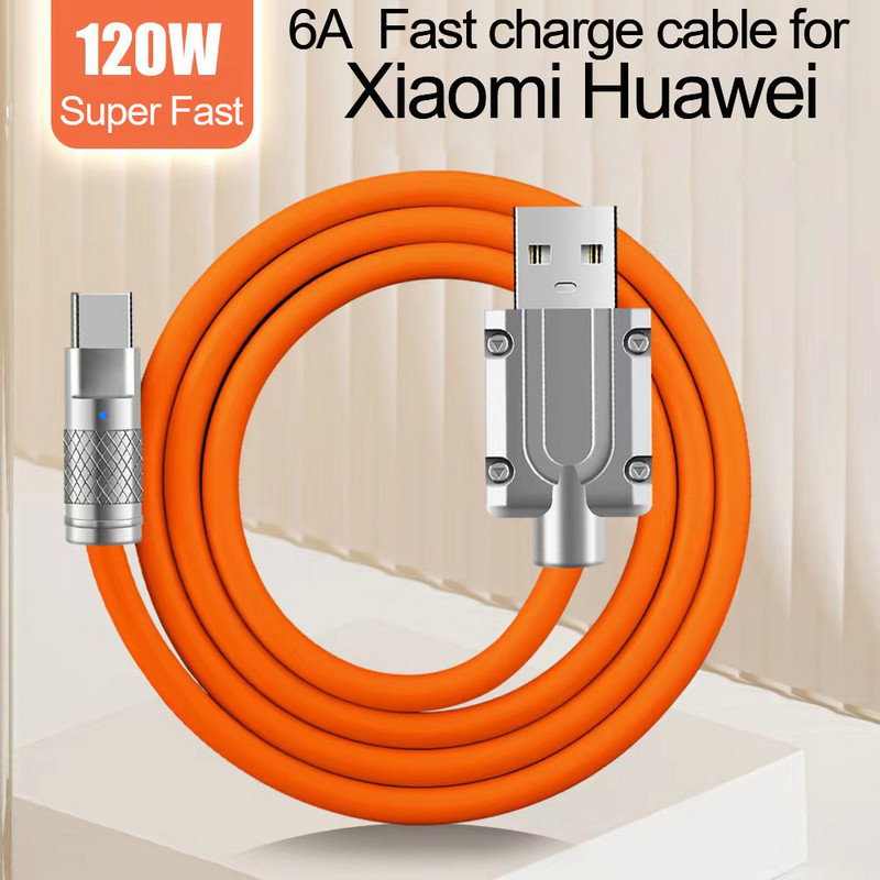 6A 120W USB Type C Καλώδιο Super Fast Charging για Xiaomi Redmi Huawei Honor Mobile Phone Power Bank USB C Cable Charger Charger USB Καλώδιο
