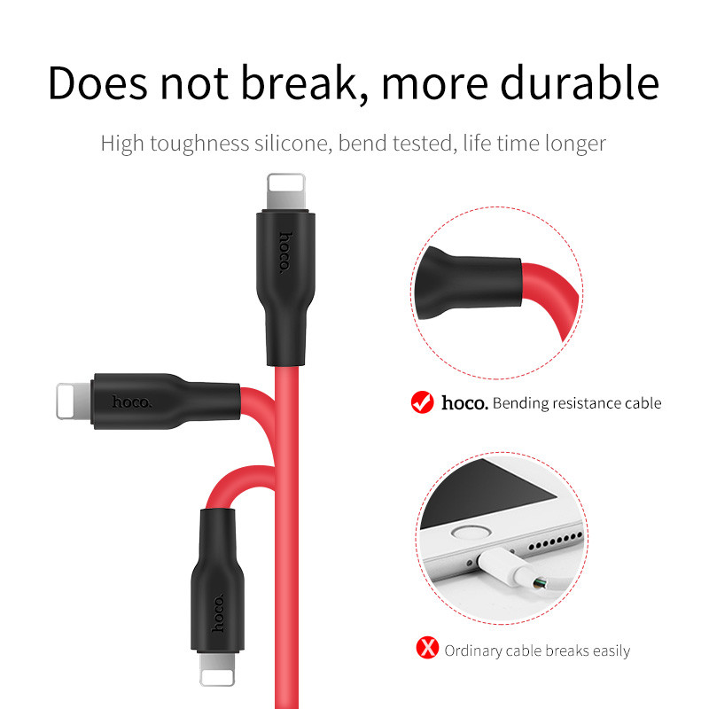 Silikónový kábel HOCO PD Type-C pre iPhone 13 12 Pro Xs Max XR Macbook 20W PD 3A s rýchlym nabíjaním a synchronizáciou dát, lakeťový kábel USB-C
