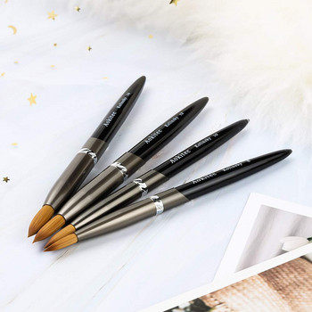 Aokitec Kolinsky Акрилна четка за нокти 1 бр. Черен UV гел лак Nail Art Extension Builder Pen Drawing Brushes Modle 08-22