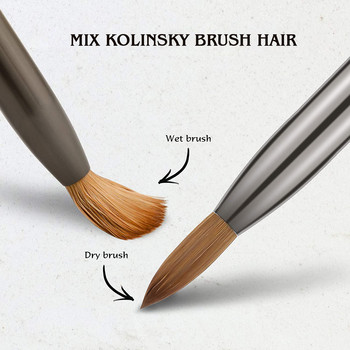 Aokitec Kolinsky Acrylic Nail Brush 1Pcs Black UV Gel Polish Nail Art Extension Builder Pen Drawing Brushes Modle 08-22