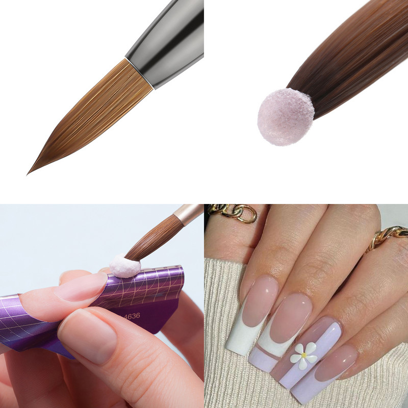 Aokitec Kolinsky akrilna četkica za nokte 1kom crni UV gel lak Nail Art Extension Builder Pen Četke za crtanje Modle 08-22
