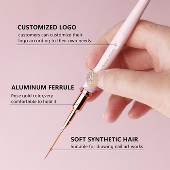 Professional Nail Art Liners Striping Brushes Tool Pink Metal Handle Drawing Detail Painting Blending Liner Nail brush