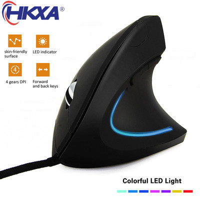 Ožičeni desni okomiti RGB miš Ergonomski miš za igranje 800 1200 1600 3200 DPI USB optički zglob Zdrava mačka za PC računalo