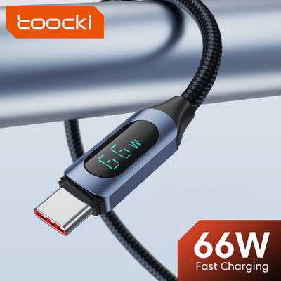 Toocki 6A USB C kaabel PD 100W digitaalne ekraan C-tüüpi kiirlaadimise andmejuhe Realme Huawei P30 Pro jaoks Samsung Oneplus Poco F3