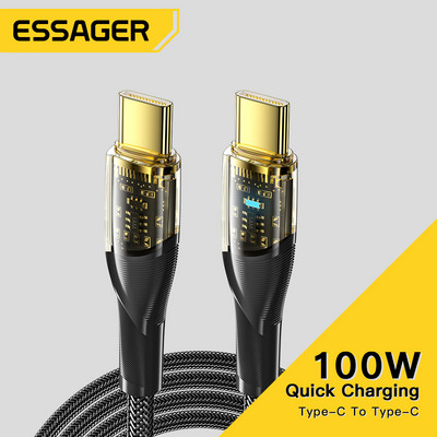 Essager PD 100W USB C-tüüpi C kaabel 7A kiirlaadija laadija juhe Huawei Xiaomi POCO Realme Samsungi USB-C kaabli jaoks