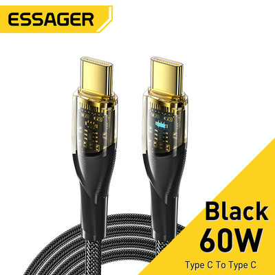 Essager PD 100W USB C do Type C kabel 7A Kabel punjača za brzo punjenje Žičani kabel za Huawei Xiaomi POCO Realme Samsung USB-C kabel
