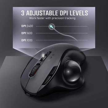 SeenDa Rechargeable Trackball Mouse Bluetooth+2.4G Dual Mode Wireless Mouse for PC Mac Computer Laptop Tablet Gamer Mause