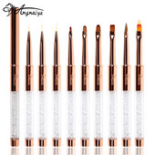 ANGNYA New Nail Art Akril Folyékony Púder Faragás UV Gél Extension Builder Festés Ecset Vonalak Bélés Rajz Toll Manikűr eszközök