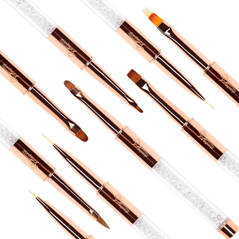 ANGNYA New Nail Art Akril Folyékony Púder Faragás UV Gél Extension Builder Festés Ecset Vonalak Bélés Rajz Toll Manikűr eszközök