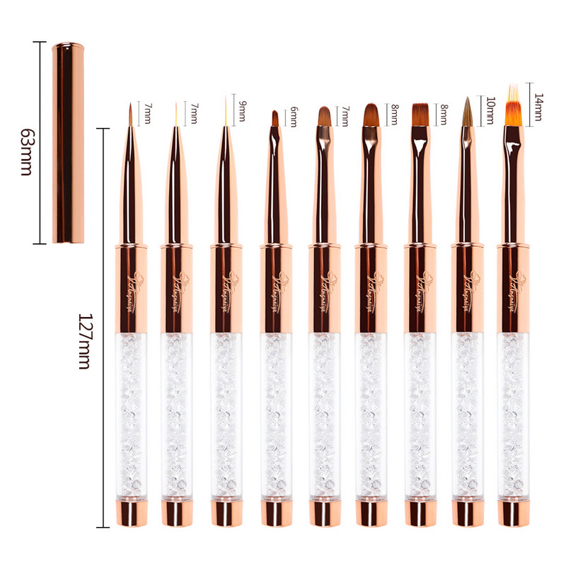 ANGNYA New Nail Art Akril Folyékony Púder Faragás UV Gél Extension Builder Festés Ecset Vonalak Bélés Rajz Toll Manikűr eszközök