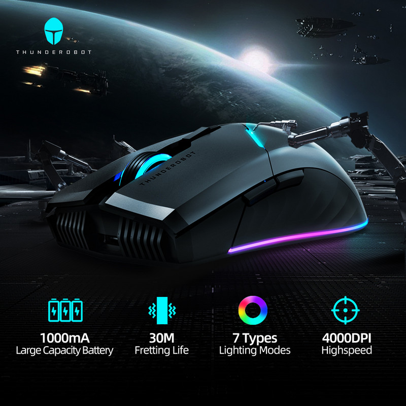 Mouse de gaming fără fir Thunderobot ML703 2.4G Gamer RGB cu fir fără fir 16000 DPI Mouse reîncărcabil pentru laptop PC Gamer