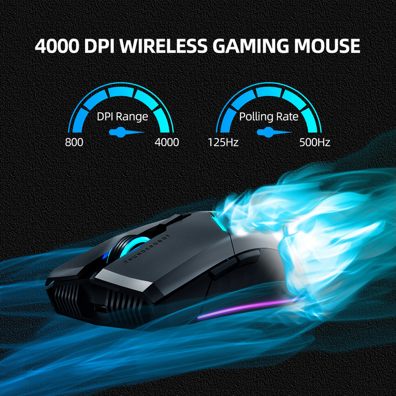 Mouse de gaming fără fir Thunderobot ML703 2.4G Gamer RGB cu fir fără fir 16000 DPI Mouse reîncărcabil pentru laptop PC Gamer