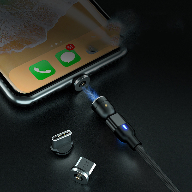 Prodajni magnetski podatkovni kabel od 540 stupnjeva - Okrugli magnetski kabel za punjenje sa slijepim usisnim stupnjem Kabel za savijanje tri u jednom