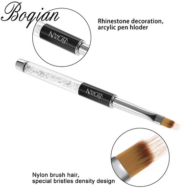 BQAN Ombre Brush UV Gel Nail Brush Rhinestone Handle Painting Pen Drawing Brush Gradient Black Nail Art Brush Pen Tools
