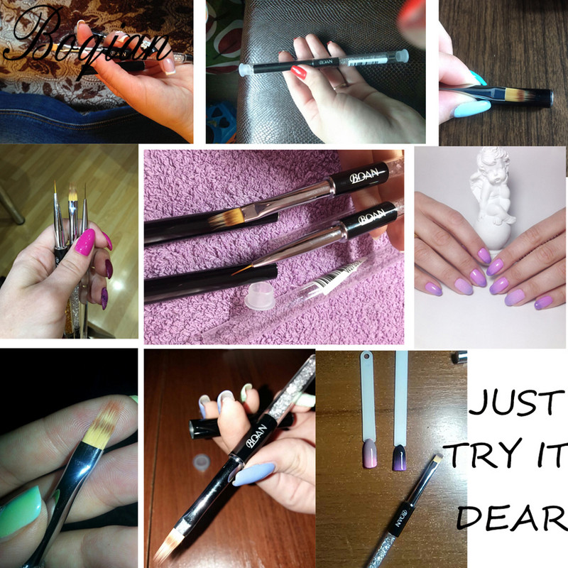 BQAN Ombre četkica UV gel četkica za nokte Rhinestone Handle Painting Pen Kist za crtanje Gradient Black Nail Art kist Pen Tools