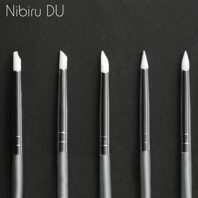 5 buc. perie de unghii din silicon pentru sculptură în relief, sculptură de ceramică goală, gel UV, perii de silicon pentru modelarea unghiilor, instrument DIY