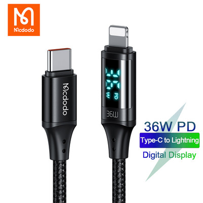 Mcdodo Type C 100W кабел за данни с цифров дисплей PD към кабел за светкавично бързо зареждане за iPhone 13 12 11 Pro Max iPad USB кабел за зареждане