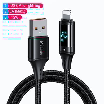 Mcdodo tip C 100W digitalni zaslon podatkovni kabel PD do Lightning Fast kabel za punjenje za iPhone 13 12 11 Pro Max iPad USB žica punjača