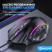 X15 Free Weight Macro Gaming Mouse 12 Programmable Keys Game Mouse RGB Light Max σε 6 επίπεδα 12800DPI Για pc mac gun Φορητός υπολογιστής PUBG