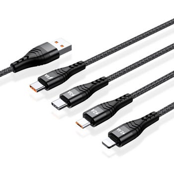 6A 4 в 1 USB кабел C Кабел за зареждане Micro USB кабел за зареждане за Iphone 13 12 11 Huawei Xiaomi Samsung Lightning кабел Кабел за данни